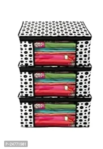 Sway Zone Polka Dots Printed Cloth Organiser Storage Bag, Non-Woven Wardrobe Clothing Covers with Zip | Multicolor | Pack of 2