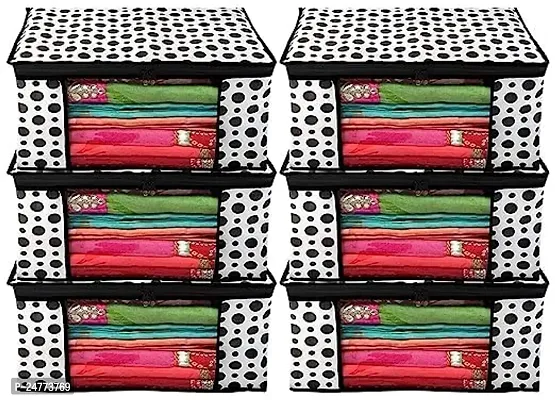 Printed Non-Woven Saree Cover | Cloth Storage | Organizer With Transparent Window | Saree Covers For Storage|aree Packing Covers For Wedding (Black  White)