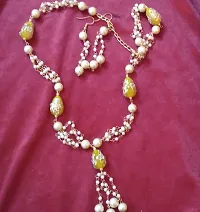 Brass pearl and stones jewellery set for women-thumb1