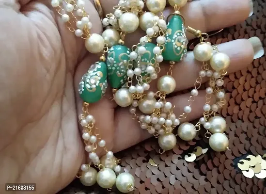 Brass pearl and stones jewellery set for women