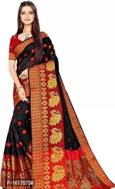 Stylish Art Silk Black Jacquard Saree with Blouse Piece For Women-thumb0