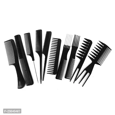 10Pcs Black Pro Hair Styling Hairdressing Plastic Brush Combs Set-thumb0