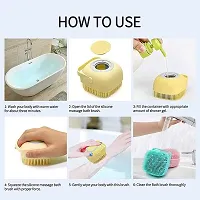 Silicone Soft Bath Brush with Shampoo Dispenser Body Scrubber Reusable Loofah Gentle Scrub Massage Skin Exfoliation for Children Men Women-thumb1