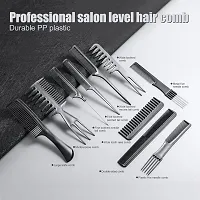 10Pcs Black Pro Hair Styling Hairdressing Plastic Brush Combs Set-thumb2