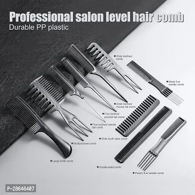 10Pcs Black Pro Hair Styling Hairdressing Plastic Brush Combs Set-thumb3