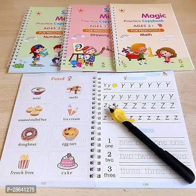 Magic Practice Copybook for Children Consisting 4 Book 10 Refill, 1 Pen ,1 Grip-thumb0