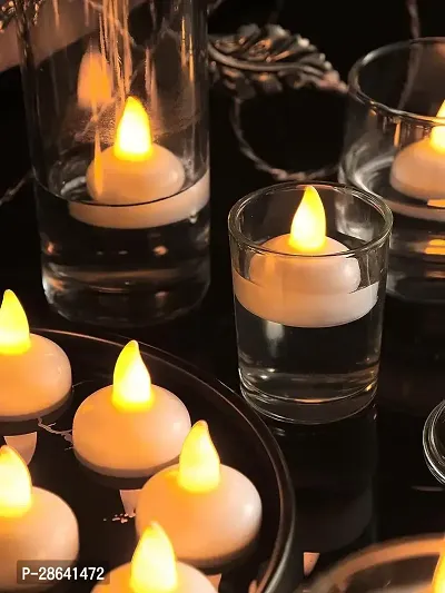 Acrylic Flameless And Smokeless Decorative Led Tea Light Candle Pack of 12-thumb0