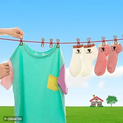 Adjustable Plastic Clothesline Laundry Line  Clothes  Rope with 12pcs Clothespins-thumb2