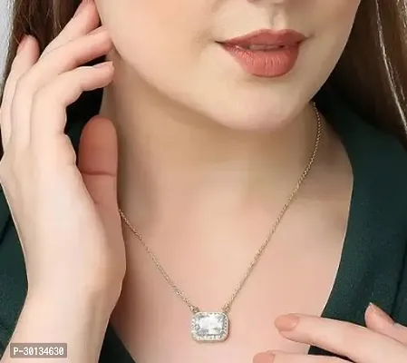 Amazing Emerald Cut American Diamond Necklace-thumb0