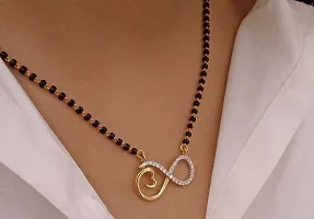 New Infinite Shape Gold Plated Mangalsutra With American Dimond For Women-thumb1