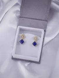 Blue Artificial Gemstone Golden Earrings For Women-thumb2