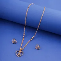 Fancy Heart Shape Rose Gold Plated Pendant Chain With Earings-thumb3