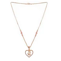 Fancy Heart Shape Rose Gold Plated Pendant Chain With Earings-thumb4