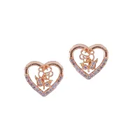 Fancy Heart Shape Rose Gold Plated Pendant Chain With Earings-thumb2