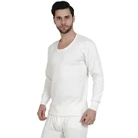Stylish White Cotton Blend Solid Thermal Tops For Men- Pack Of 2-thumb1
