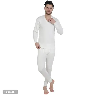Zeffit Men Lower Thermal Combo With Same Colour- Off White-thumb4