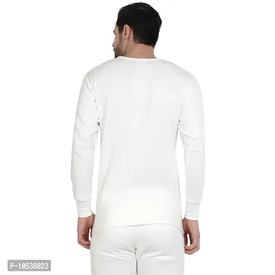 Stylish White Cotton Blend Solid Thermal Tops For Men- Pack Of 2-thumb3