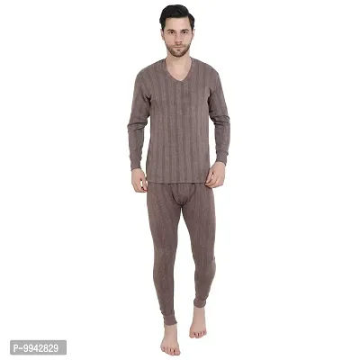 Zeffit Men's Solid Full Sleeve Top Thermal Combo /Upper Wear/Regular Fit Combo Set With Different Color- Grey  Coffee-thumb4