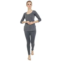 Elegant Cotton Blend Winter Solid Thermal Tops For Women- Pack Of 2-thumb3