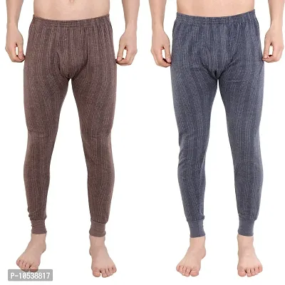 Stylish Cotton Blend Solid Thermal Bottoms For Men- Pack Of 2-thumb0