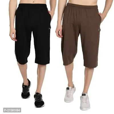 Buy Zeffit Men's Regular Fit Cotton Blend Capri, Men Three Fourth Combo, 3/ 4th Shorts for Men