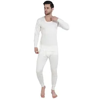 Stylish White Cotton Blend Solid Thermal Tops For Men- Pack Of 2-thumb3