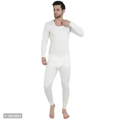 Stylish White Cotton Blend Solid Thermal Tops For Men- Pack Of 2-thumb4