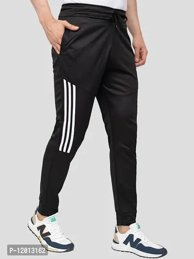 Black track pants white stripe hot sale