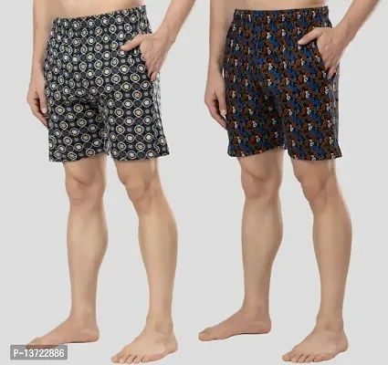 Men's Cotton Shorts pack of 2 Stylish Printed Cotton Shorts for