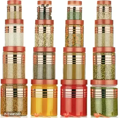 Plastic Grocery Container 1200 ml 650 ml 350 ml 250 ml Pack of 16 Gold Red