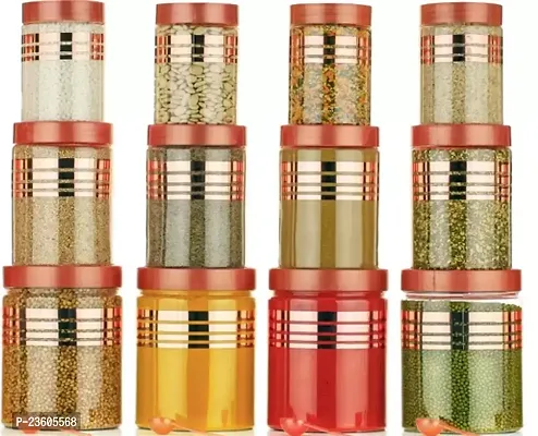 Plastic Grocery Container 1200 ml 650 ml 350 ml Pack of 12 Gold Red-thumb0