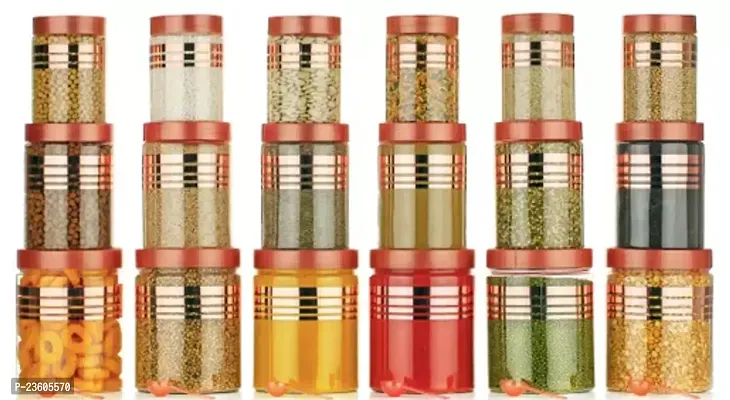 Plastic Grocery Container 1200 ml 650 ml 350 ml Pack of 18 Gold Red