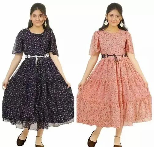 Fabulous Blend Fit And Flare Dress Combo For Girls