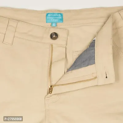 Alluring Beige Cotton Blend Solid Cargos For Men-thumb5