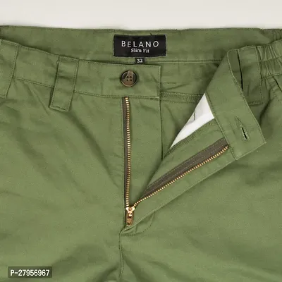 Alluring Green Cotton Solid Cargos For Men-thumb4