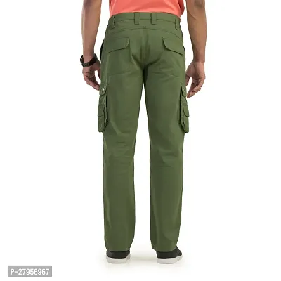 Alluring Green Cotton Solid Cargos For Men-thumb2