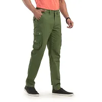 Alluring Green Cotton Solid Cargos For Men-thumb2