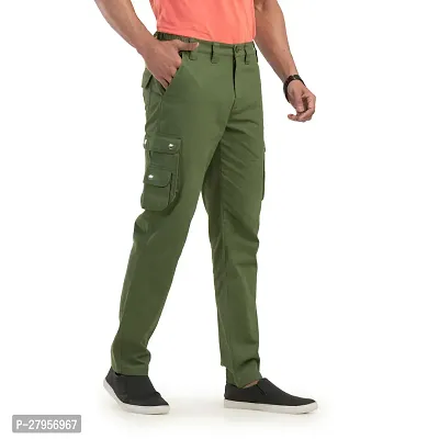 Alluring Green Cotton Solid Cargos For Men-thumb3