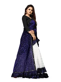 Stylish Blue Cotton Ethnic Motif Saree With Blouse Piece For Women-thumb2