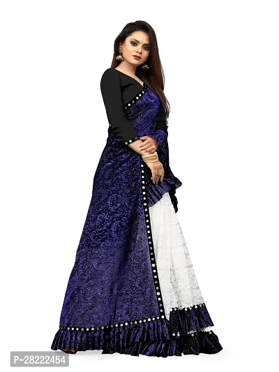 Stylish Blue Cotton Ethnic Motif Saree With Blouse Piece For Women-thumb3