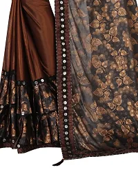 Stylish Brown Cotton Blend Floral Saree With Blouse Piece For Women-thumb1