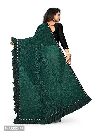 Stylish Green Cotton Ethnic Motif Saree With Blouse Piece For Women-thumb2