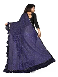 Stylish Blue Cotton Ethnic Motif Saree With Blouse Piece For Women-thumb1