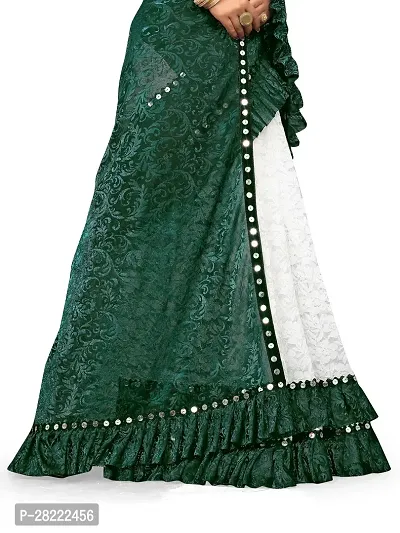 Stylish Green Cotton Ethnic Motif Saree With Blouse Piece For Women-thumb3