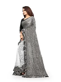 Stylish Grey Cotton Ethnic Motif Saree With Blouse Piece For Women-thumb3