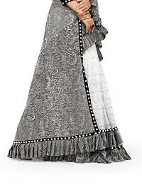 Stylish Grey Cotton Ethnic Motif Saree With Blouse Piece For Women-thumb2