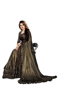 Stylish Brown Cotton Blend Ethnic Motif Saree With Blouse Piece For Women-thumb2