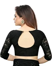 Stylish Black Net Floral Saree With Blouse Piece For Women-thumb3