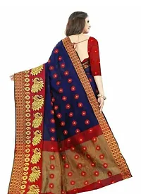 Stylish Blue Cotton Woven Design Saree With Blouse Piece For Women-thumb1