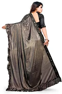 Stylish Black Cotton Blend Ethnic Motif Saree With Blouse Piece For Women-thumb2